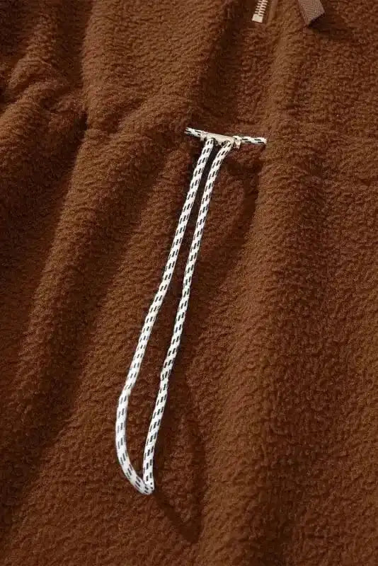 Fleece Jackets Cozy Brown Half-Zip Fleece Pullover Jacket