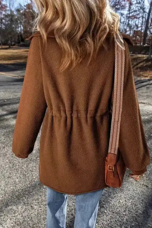Fleece Jackets Cozy Brown Half-Zip Fleece Pullover Jacket