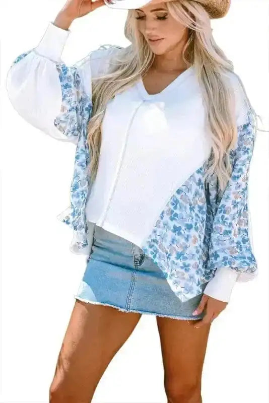 Floral Blouses Abstract Floral Batwing Blouse