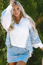 Floral Blouses Abstract Floral Batwing Blouse