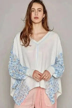 Floral Blouses Abstract Floral Batwing Blouse