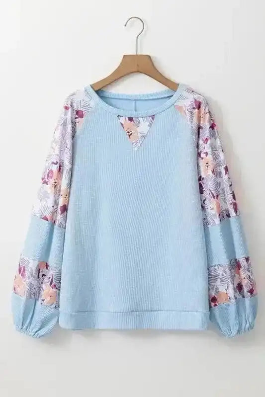Floral Blouses Beau Blue / S / 62%Polyester+32%Cotton+6%Elastane Floral Fresco Artisan Blouse