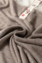 Floral Blouses Blossom Henley Top with Flared Sleeves