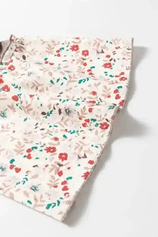 Floral Blouses Blossom Henley Top with Flared Sleeves