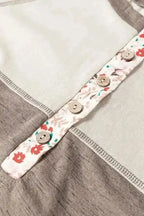 Floral Blouses Blossom Henley Top with Flared Sleeves