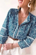 Floral Blouses Blue / S / 100%Polyester Floral Cascade Comfort Shirt