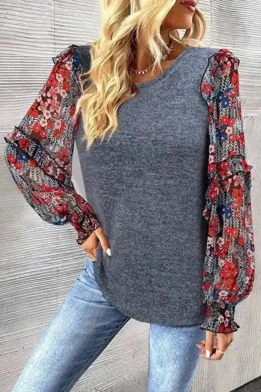 Floral Blouses Bluebell Sheer Sleeve Blouse