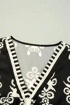 Floral Blouses Boho Chic Geometric Blouse - Black