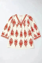 Floral Blouses Boho Chic Geometric Blouse - Orange