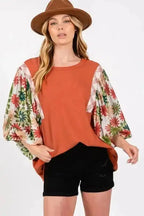 Floral Blouses Desert Blossom Puff Sleeve Blouse