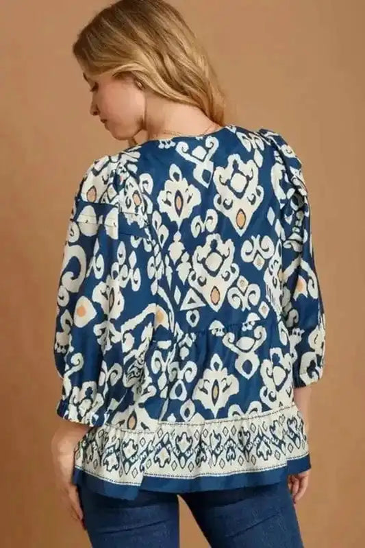 Floral Blouses Ethno-Chic Flowy Fit Blouse