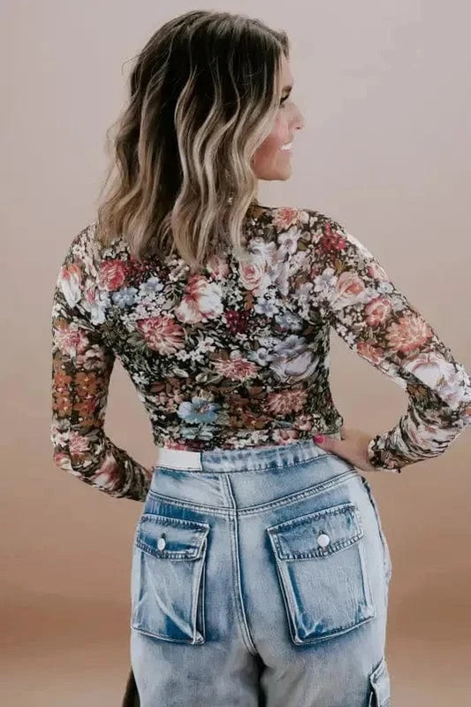 Floral Blouses Fleur Sophistication Mesh Top