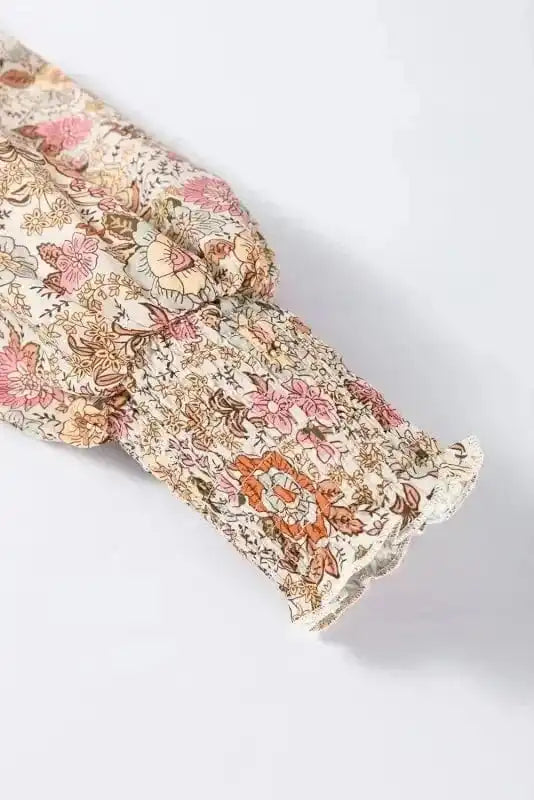 Floral Blouses Floral Elegance Tie Blouse