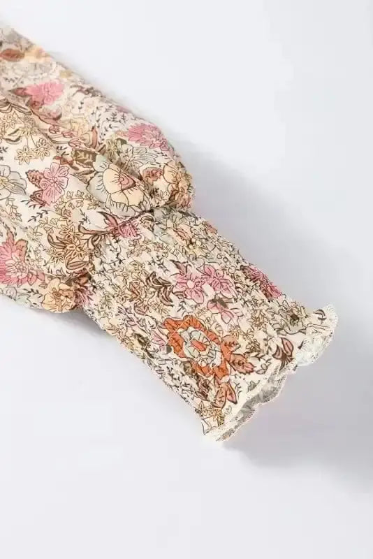 Floral Blouses Floral Elegance Tie Blouse