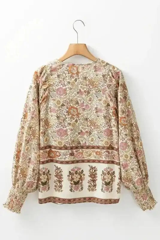 Floral Blouses Floral Elegance Tie Blouse