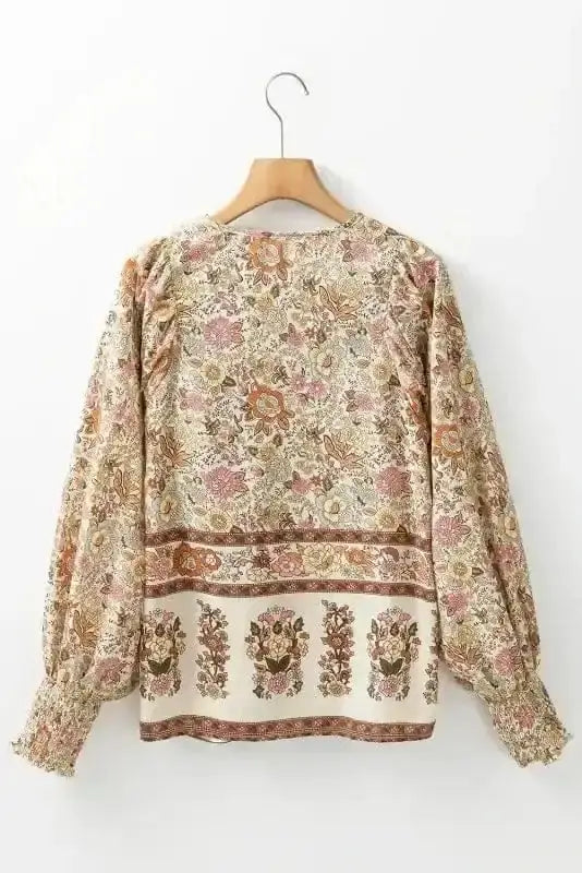 Yellow Floral Tie Neck Lightweight Blouse Women UK styled as a romantic spring boho occasion outfit — Fashionfitz