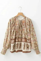 Floral Blouses Floral Elegance Tie Blouse