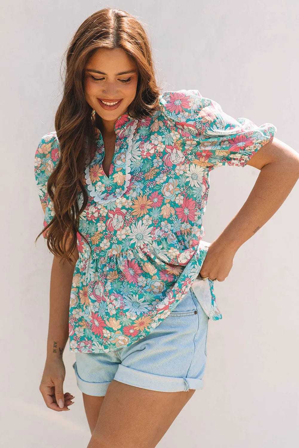 Floral Blouses Floral Fantasy Puff Blouse