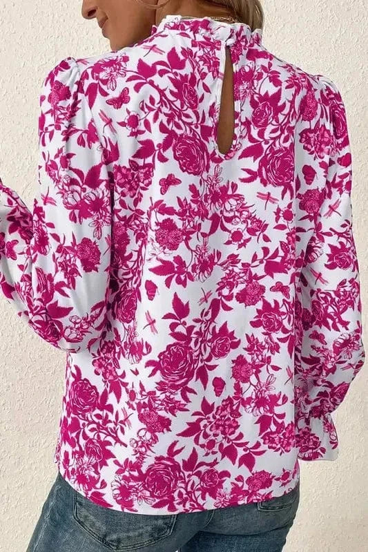 Floral Blouses Floral Finesse Keyhole-Back Blouse