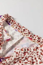 Floral Blouses Floral Fusion Tied V-Neck Blouse