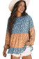 Floral Blouses Floral Mosaic Ruffle Hem Blouse