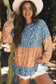 Floral Blouses Floral Mosaic Ruffle Hem Blouse