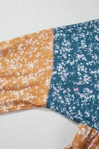 Floral Blouses Floral Mosaic Ruffle Hem Blouse