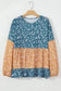 Floral Blouses Floral Mosaic Ruffle Hem Blouse
