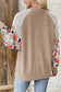 Floral Blouses Floral Sleeve Ribbed Blouse