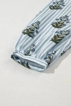 Floral Blouses Floral Stripe Elegance Blouse