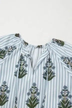 Floral Blouses Floral Stripe Elegance Blouse