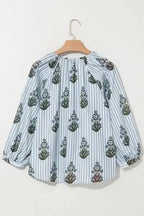 Floral Blouses Floral Stripe Elegance Blouse