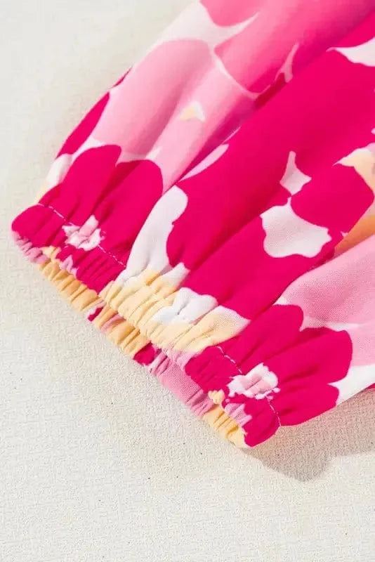 Floral Blouses Pink Blooming Floral Shirt