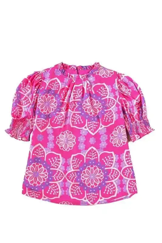 Floral Blouses Rose Floral Smocked Blouse