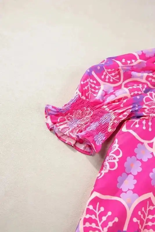 Floral Blouses Rose Floral Smocked Blouse