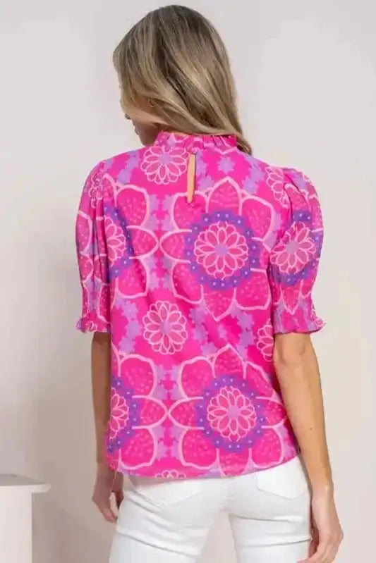 Floral Blouses Rose Floral Smocked Blouse