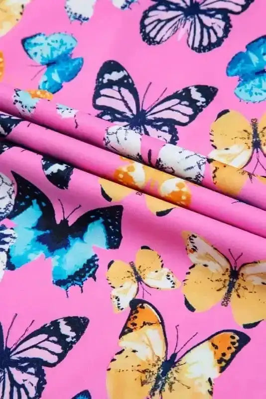 Floral Blouses Ruffled Sleeve Butterfly Blouse