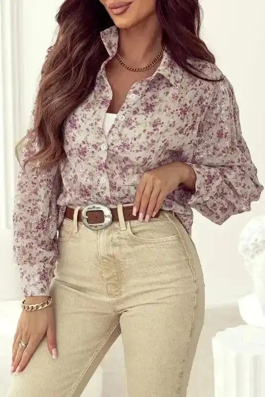 Floral Blouses Vintage Bloom Bishop Shirt