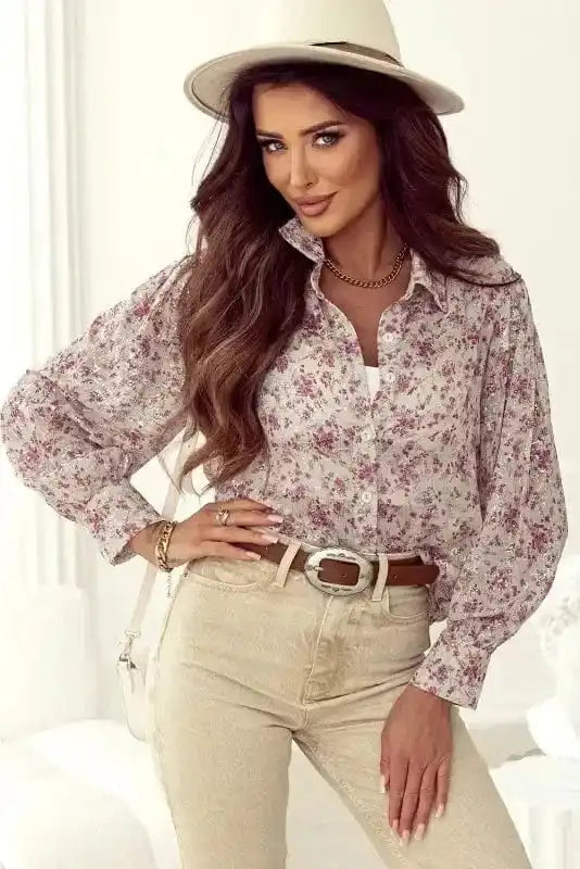 Floral Blouses Vintage Bloom Bishop Shirt