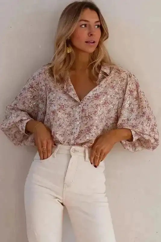 Floral Blouses Vintage Bloom Bishop Shirt