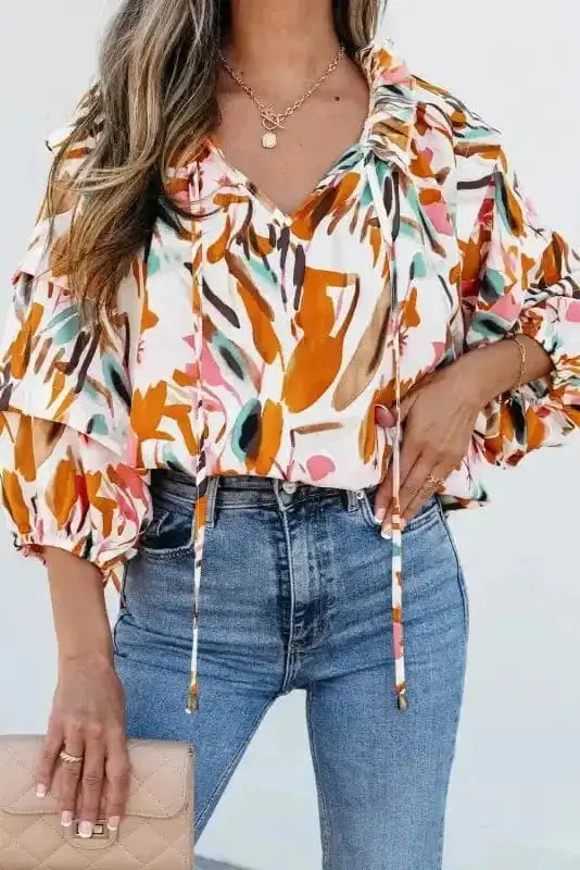 Floral Blouses Vivid Vibes Frilled Blouse