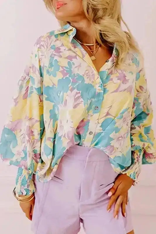 Floral Blouses Yellow / S / 100%Polyester Petal Delight Baggy Blouse