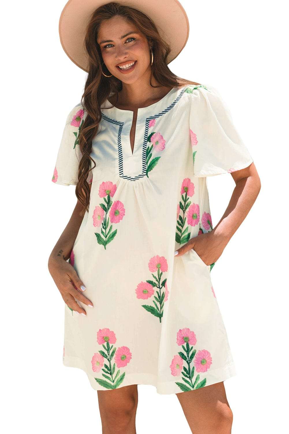 Floral Dresses Apricot Floral Summer Mini Dress
