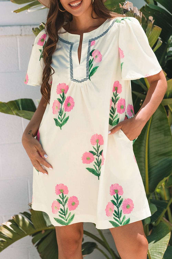 Floral Dresses Apricot Floral Summer Mini Dress