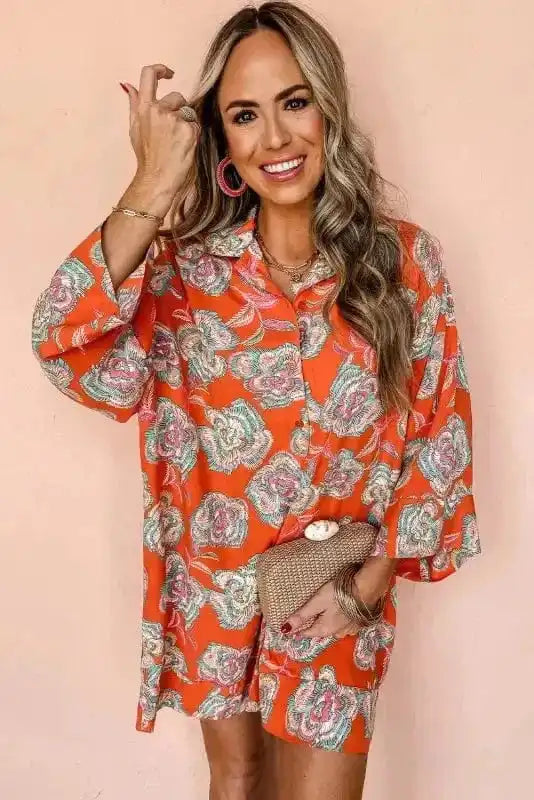 Floral Dresses Blossom Rouge Mini Shirt Dress