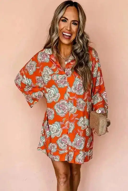 Floral Dresses Blossom Rouge Mini Shirt Dress