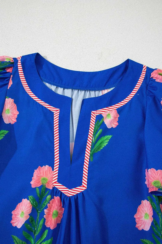 Floral Dresses Blue Floral Summer Mini Dress