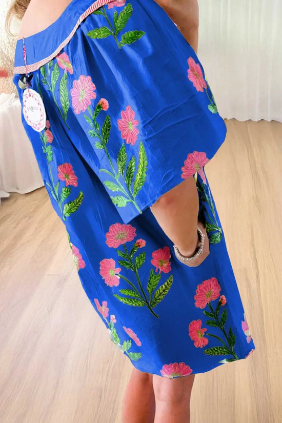 Floral Dresses Blue Floral Summer Mini Dress