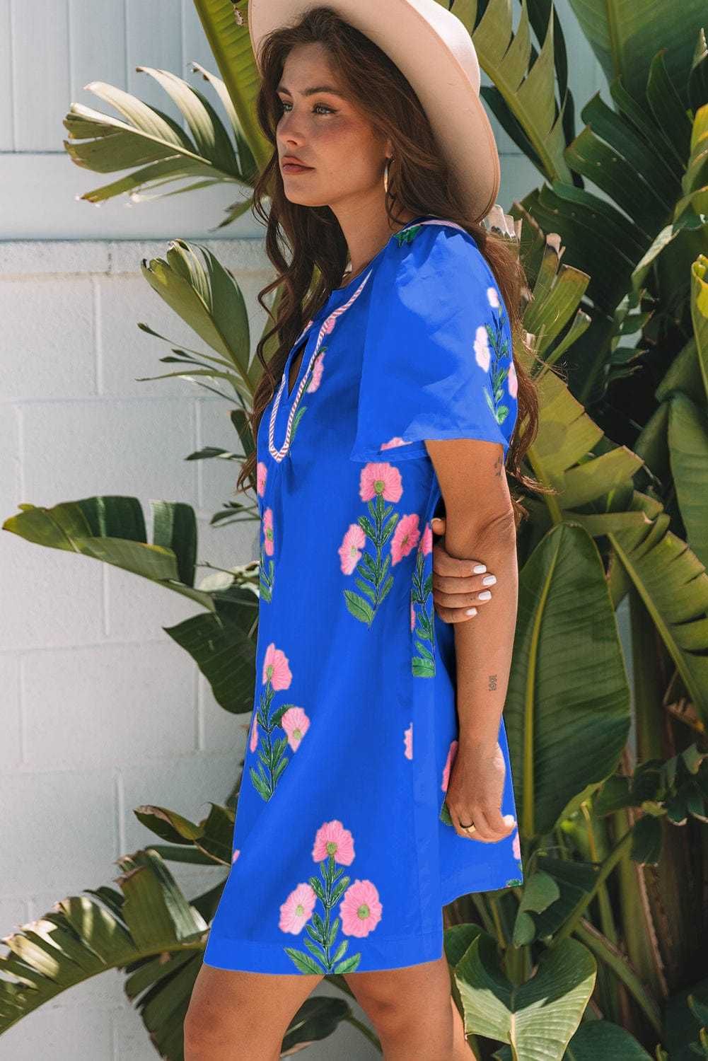 Floral Dresses Blue Floral Summer Mini Dress