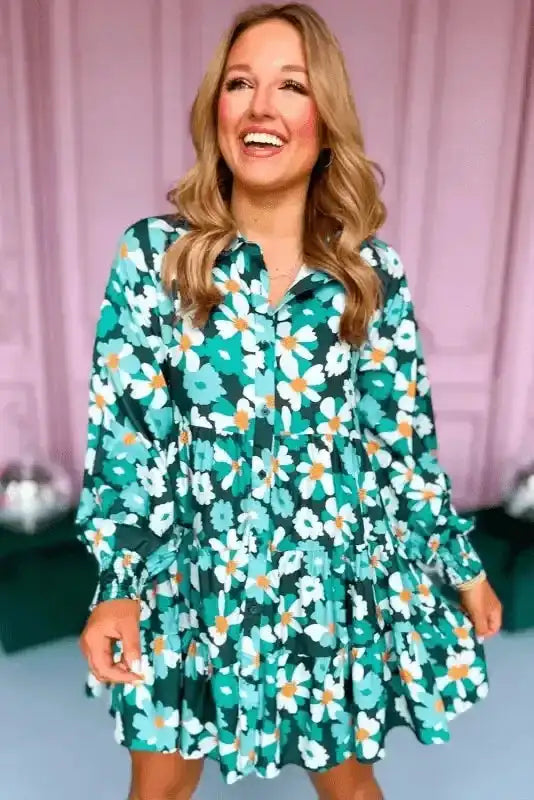 Floral Dresses Fleur Chic Frolic Shirt Dress